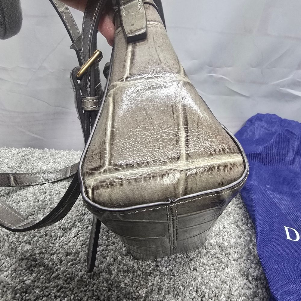 Dooney & Bourke Gray Crocodile Embossed Leather Crossbody with Dustbag - Picture 6 of 16